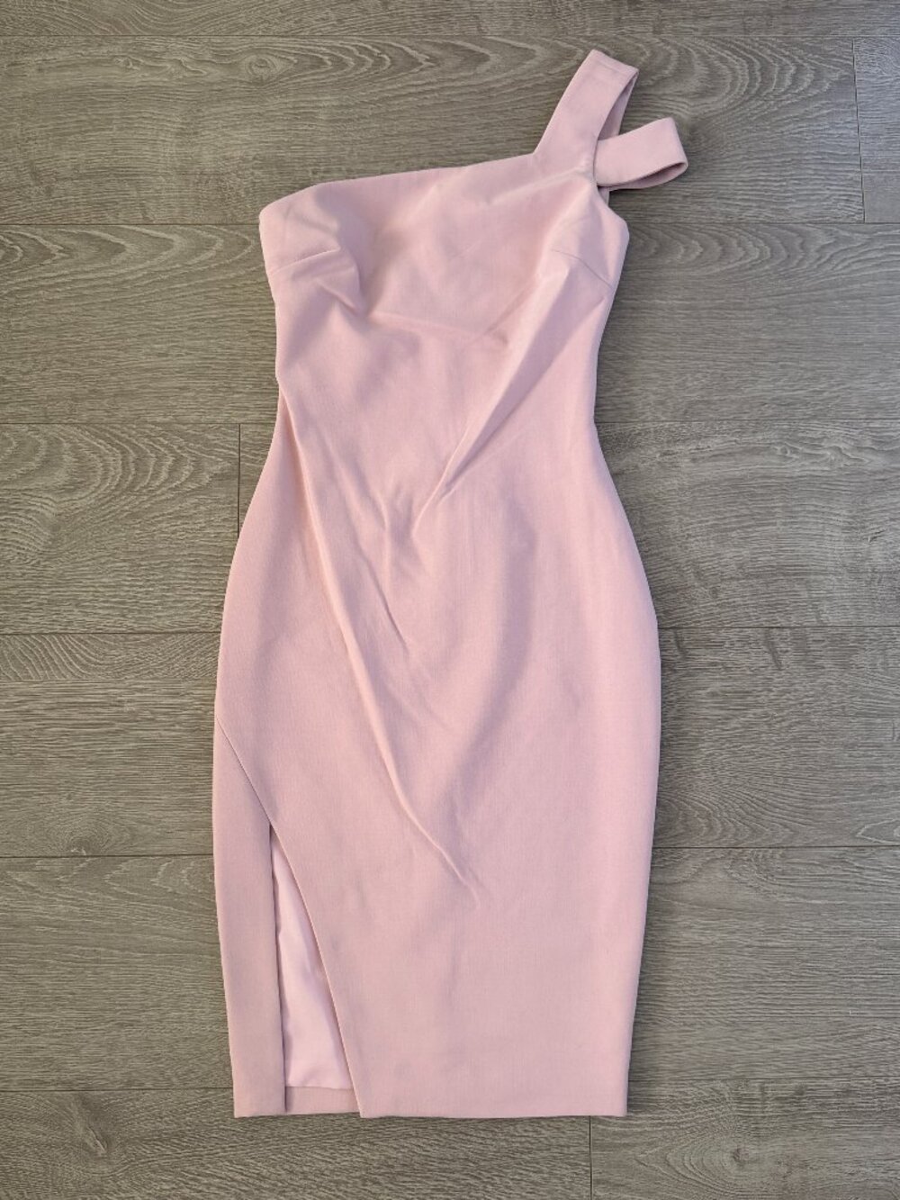 LIKELY Blush Pink One Shoulder Bodycon Midi Dress Size 0